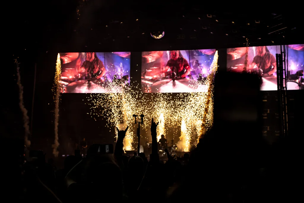 Shinedown, Coheed & Cambria, and From Ashes to New performing live in concert